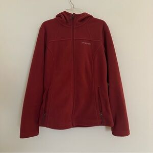 Columbia women's XS dark pink hooded warm winter long sleeve fleece jacket